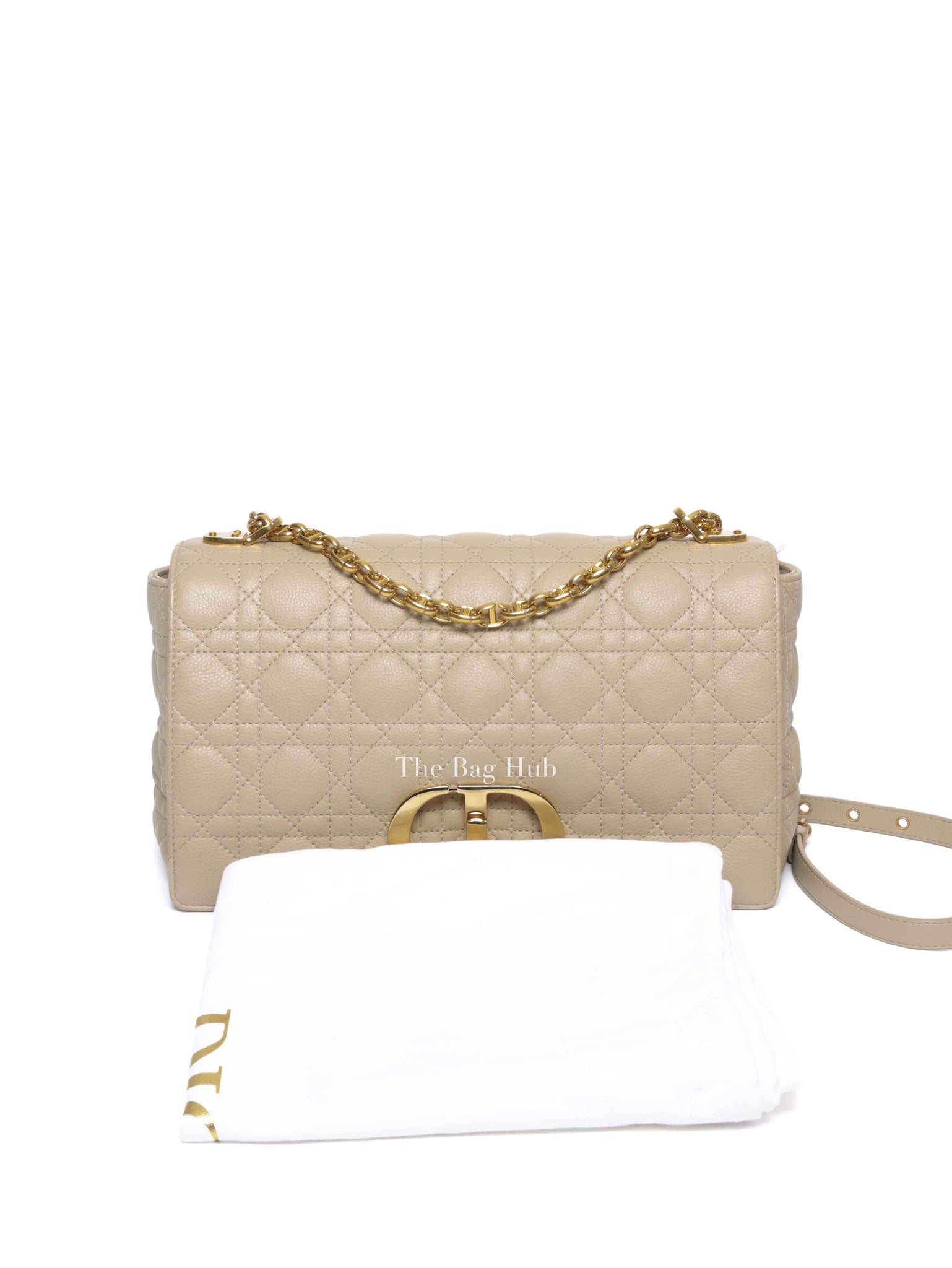 Dior Beige Cannage Calfskin Large Caro Shoulder Bag