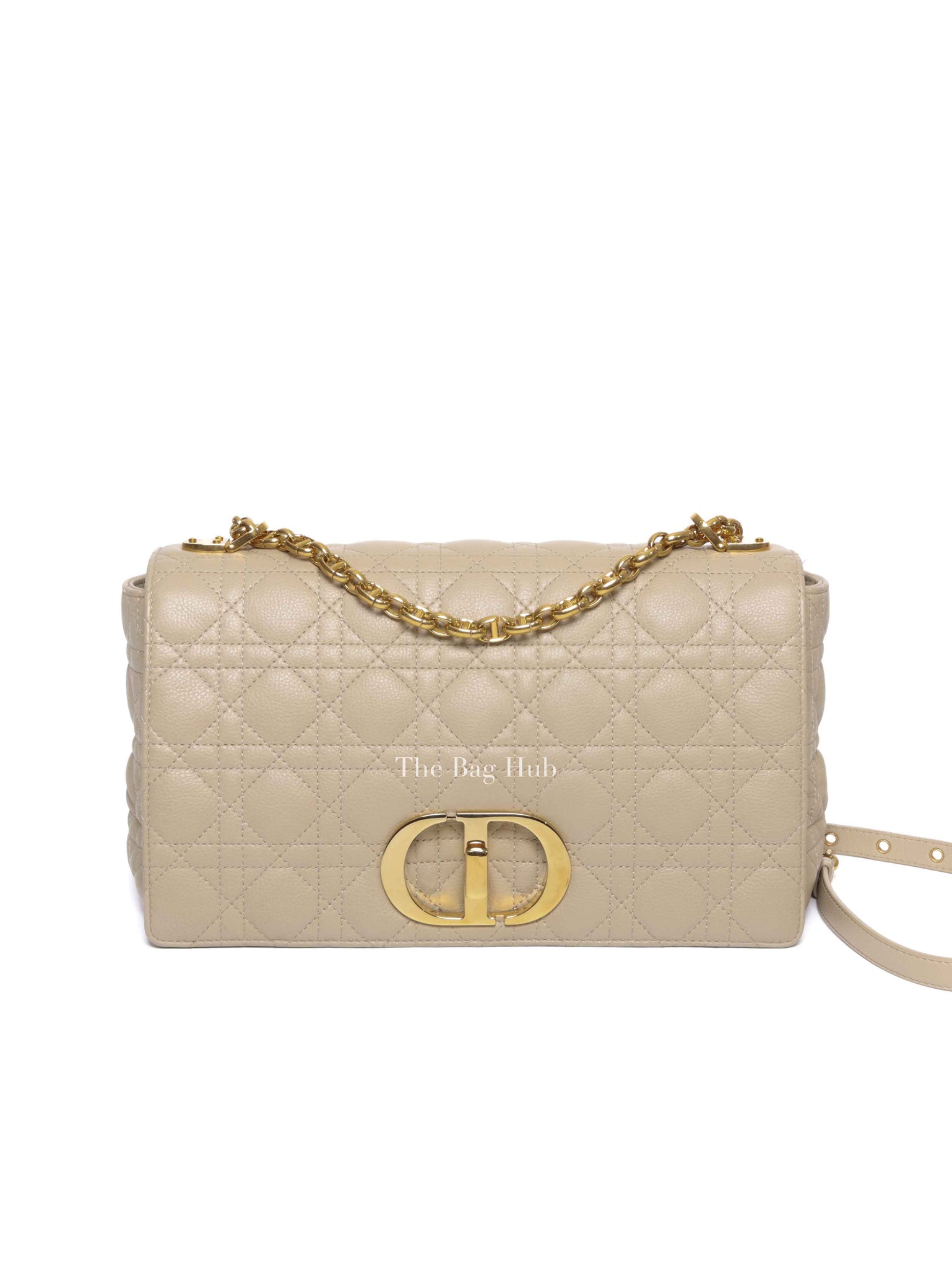 Dior Beige Cannage Calfskin Large Caro Shoulder Bag