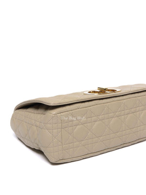 Dior Beige Cannage Calfskin Large Caro Shoulder Bag