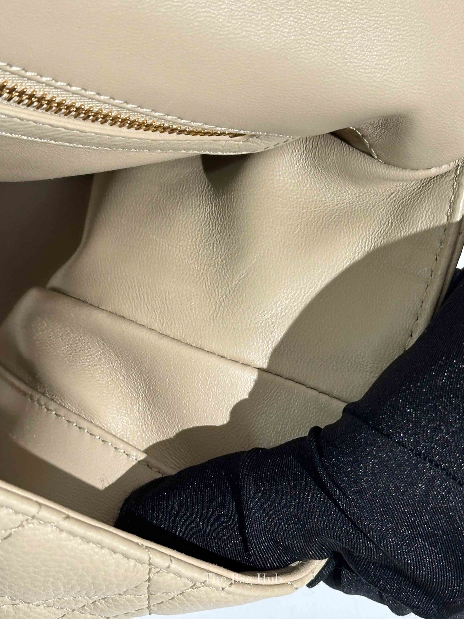 Dior Beige Cannage Calfskin Large Caro Shoulder Bag