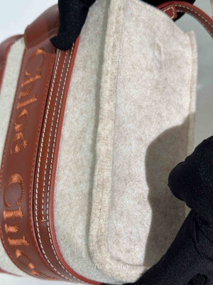 Chloe Beige Woody Leather Recycled Felt Two-Way Small Bag