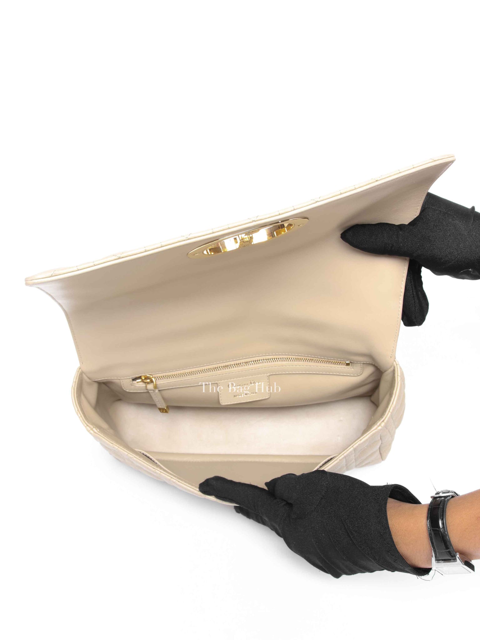 Dior Beige Cannage Calfskin Large Caro Shoulder Bag