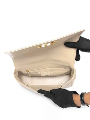 Dior Beige Cannage Calfskin Large Caro Shoulder Bag