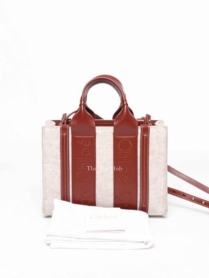 Chloe Beige Woody Leather Recycled Felt Two-Way Small Bag