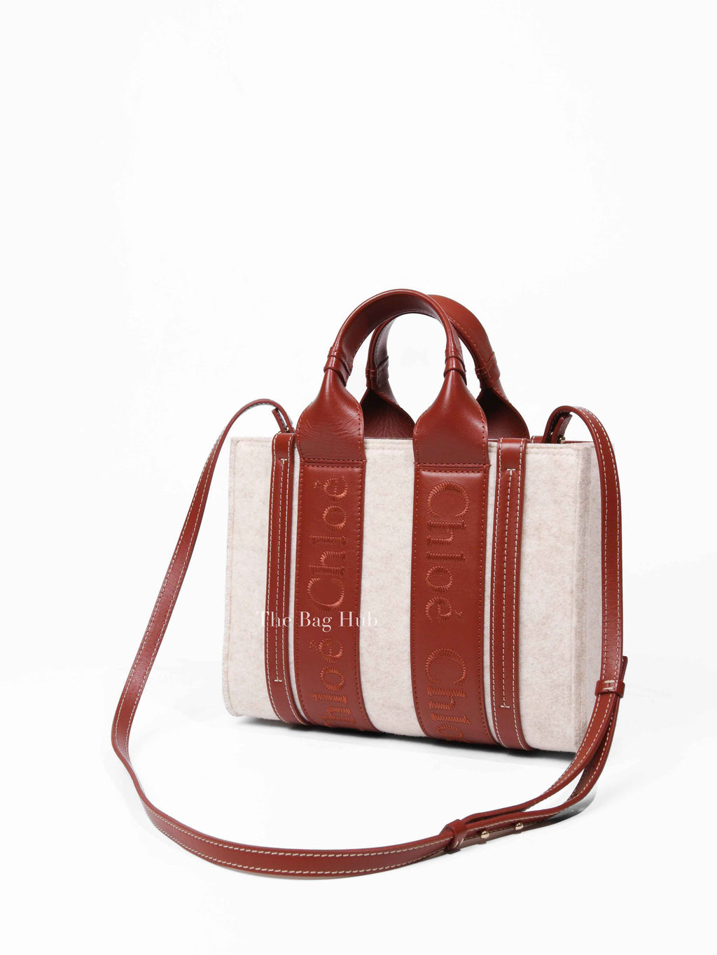 Chloe Beige Woody Leather Recycled Felt Two-Way Small Bag