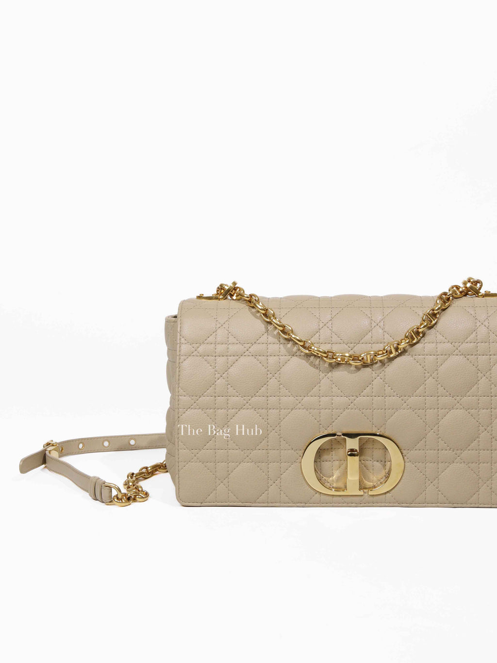Dior Beige Cannage Calfskin Large Caro Shoulder Bag