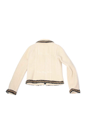Chanel Cream Wool Tweed Coco Mark Sports Line Zip Up Jacket Size 34