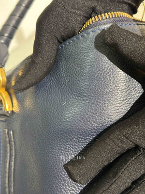 Chloe Navy Grained Leather Medium Marcie Bag
