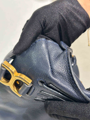 Chloe Navy Grained Leather Medium Marcie Bag