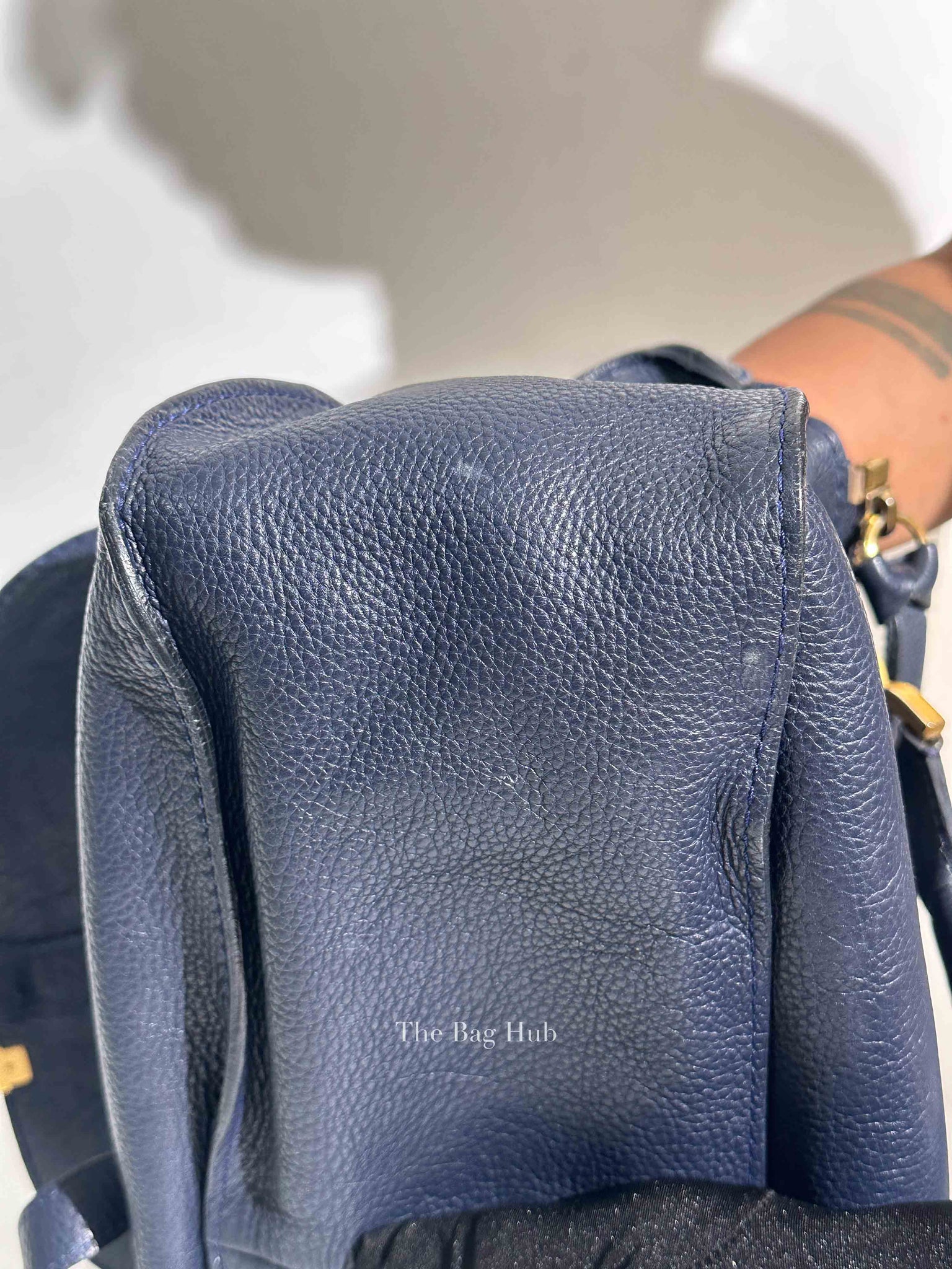 Chloe Navy Grained Leather Medium Marcie Bag