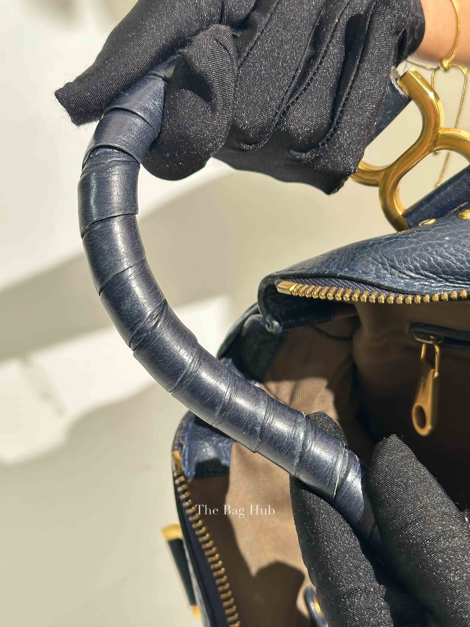 Chloe Navy Grained Leather Medium Marcie Bag