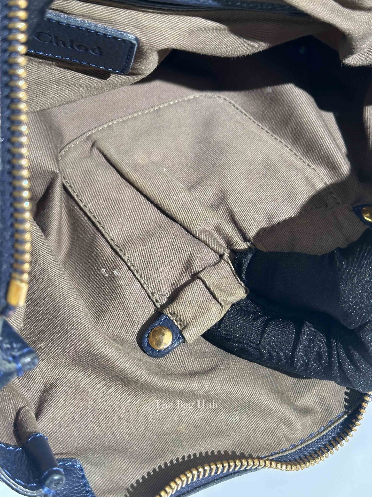 Chloe Navy Grained Leather Medium Marcie Bag