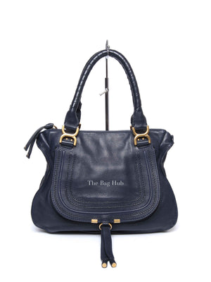 Chloe Navy Grained Leather Medium Marcie Bag