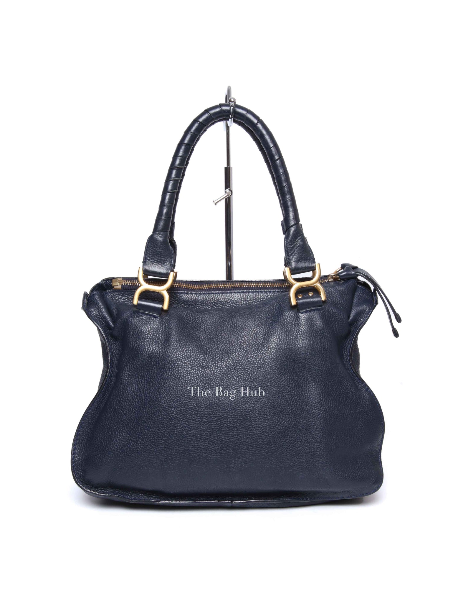 Chloe Navy Grained Leather Medium Marcie Bag