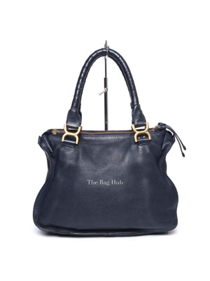 Chloe Navy Grained Leather Medium Marcie Bag