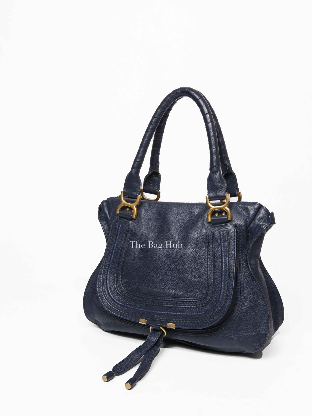 Chloe Navy Grained Leather Medium Marcie Bag