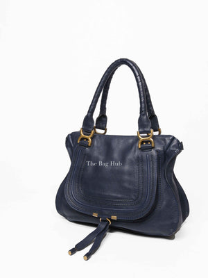 Chloe Navy Grained Leather Medium Marcie Bag
