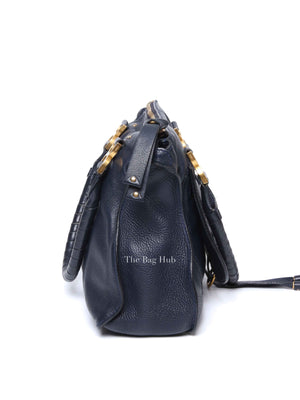 Chloe Navy Grained Leather Medium Marcie Bag