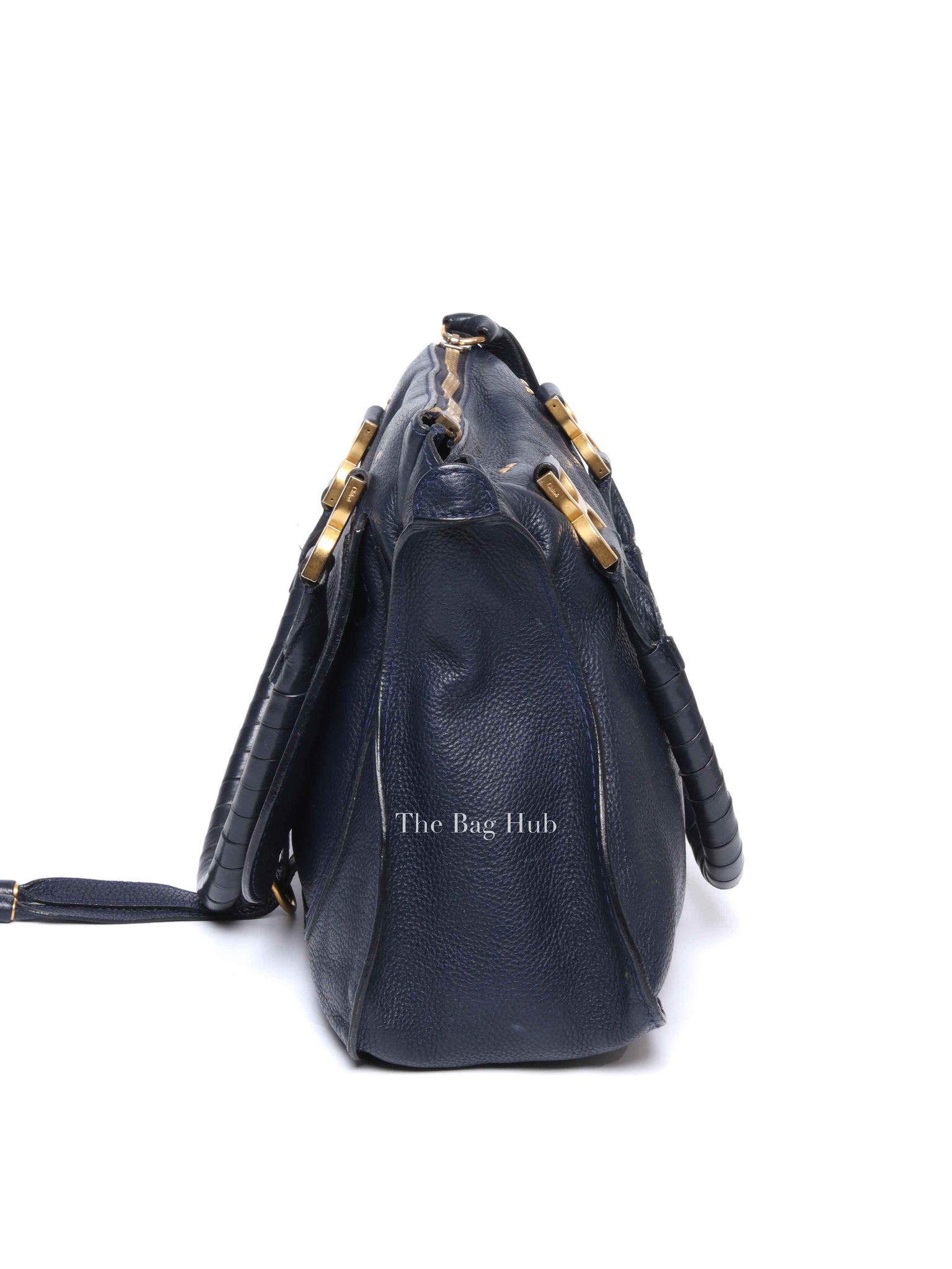 Chloe Navy Grained Leather Medium Marcie Bag
