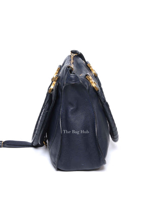 Chloe Navy Grained Leather Medium Marcie Bag