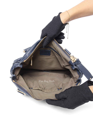 Chloe Navy Grained Leather Medium Marcie Bag