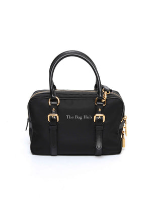 Prada Black Tessuto Nylon Saffiano Bauletto 2way Bag