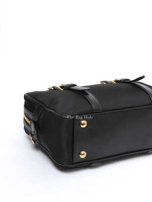 Prada Black Tessuto Nylon Saffiano Bauletto 2way Bag