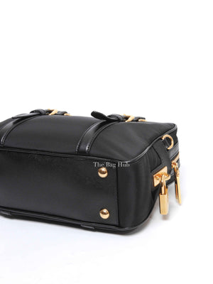 Prada Black Tessuto Nylon Saffiano Bauletto 2way Bag