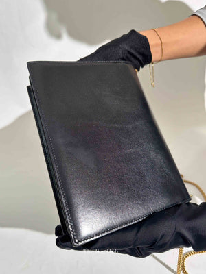 Saint Laurent Black Smooth Calfskin Monogram Cassandra Medium Bag