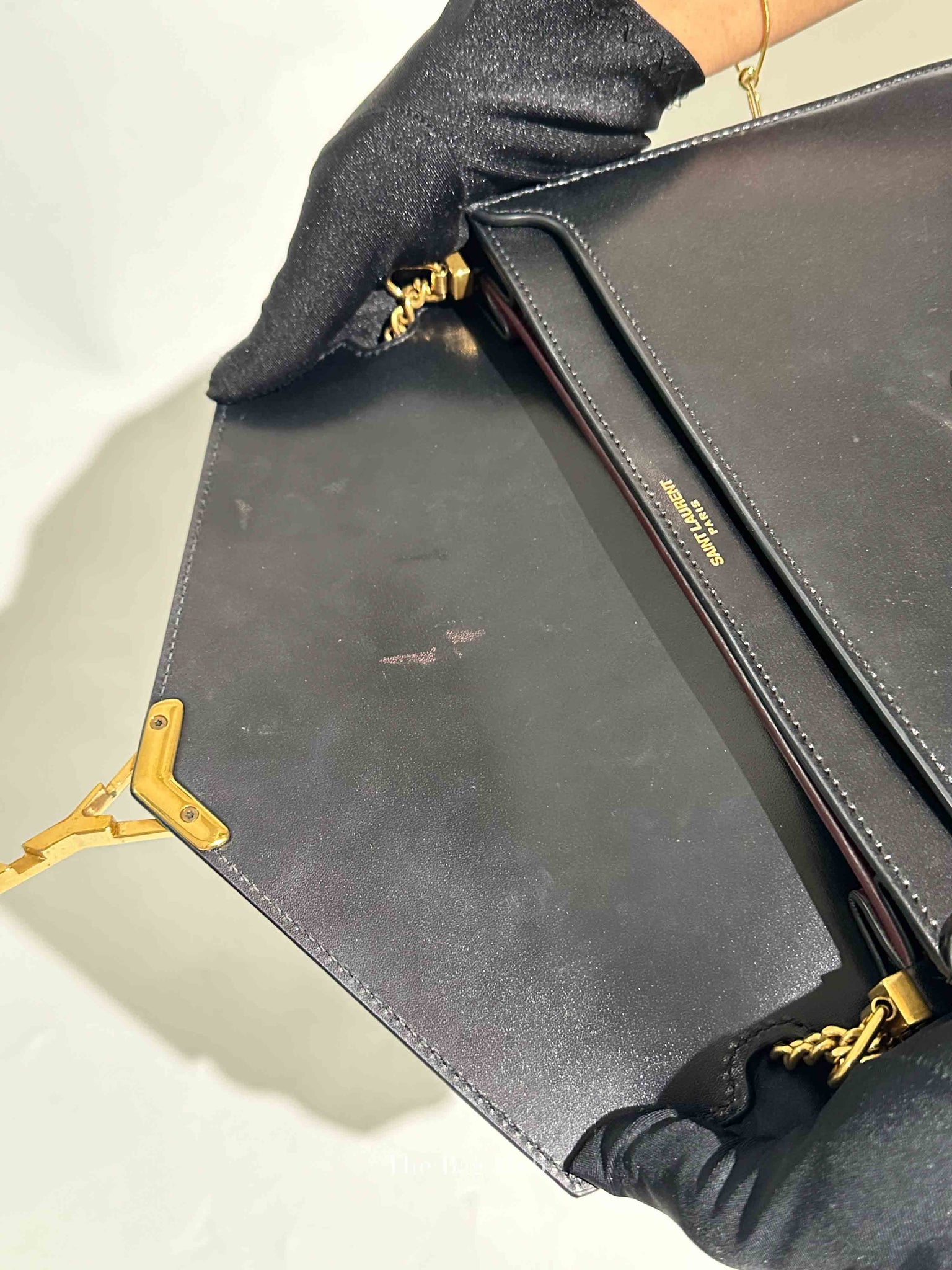 Saint Laurent Black Smooth Calfskin Monogram Cassandra Medium Bag