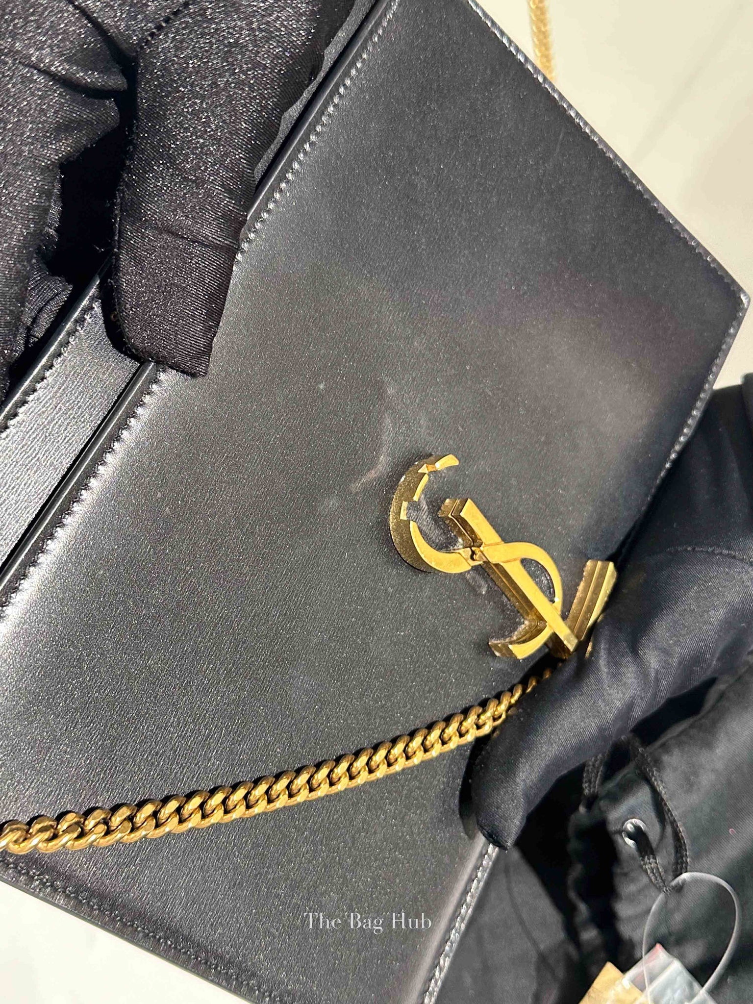 Saint Laurent Black Smooth Calfskin Monogram Cassandra Medium Bag