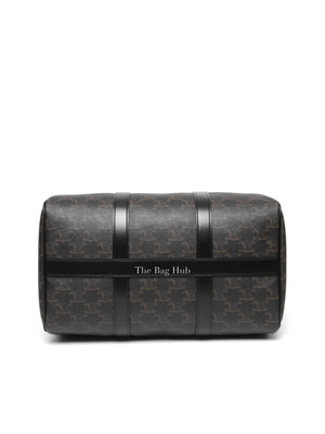 Celine Black Triomphe Canvas & Calfskin Large Boston Bag