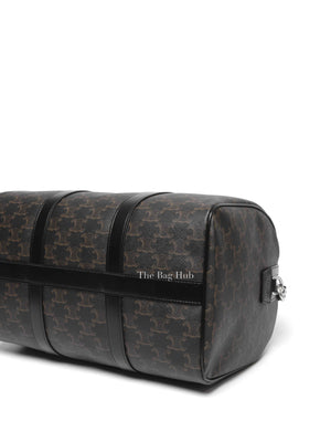 Celine Black Triomphe Canvas & Calfskin Large Boston Bag