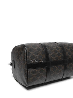 Celine Black Triomphe Canvas & Calfskin Large Boston Bag