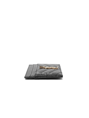 Saint Laurent Black Grain de Poudre Cassandre Matelasse Card Case GHW