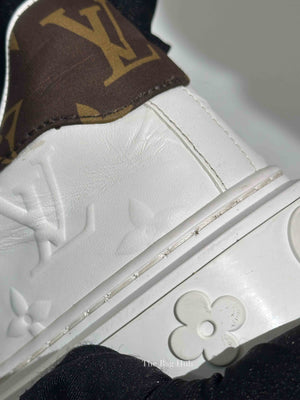 Louis Vuitton White Leather Debossed Monogram Time Out Sneakers Size 36.5