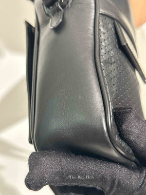 Bottega Black Leather Perforated Leggero Pouch Crossbody Bag