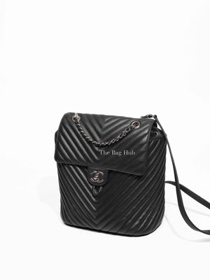 Chanel Black Leather Chevron Quilted Urban Spirit Backpack