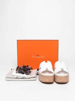 Hermes Blanc Calfskin Eze Sandals Size 39