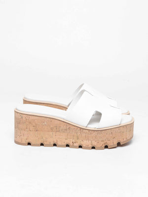 Hermes Blanc Calfskin Eze Sandals Size 39