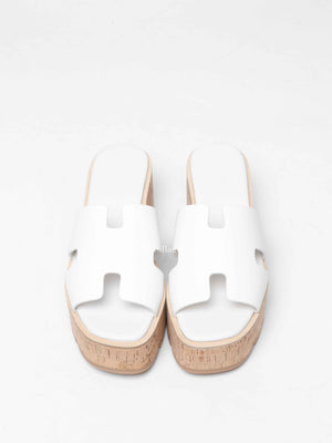 Hermes Blanc Calfskin Eze Sandals Size 39