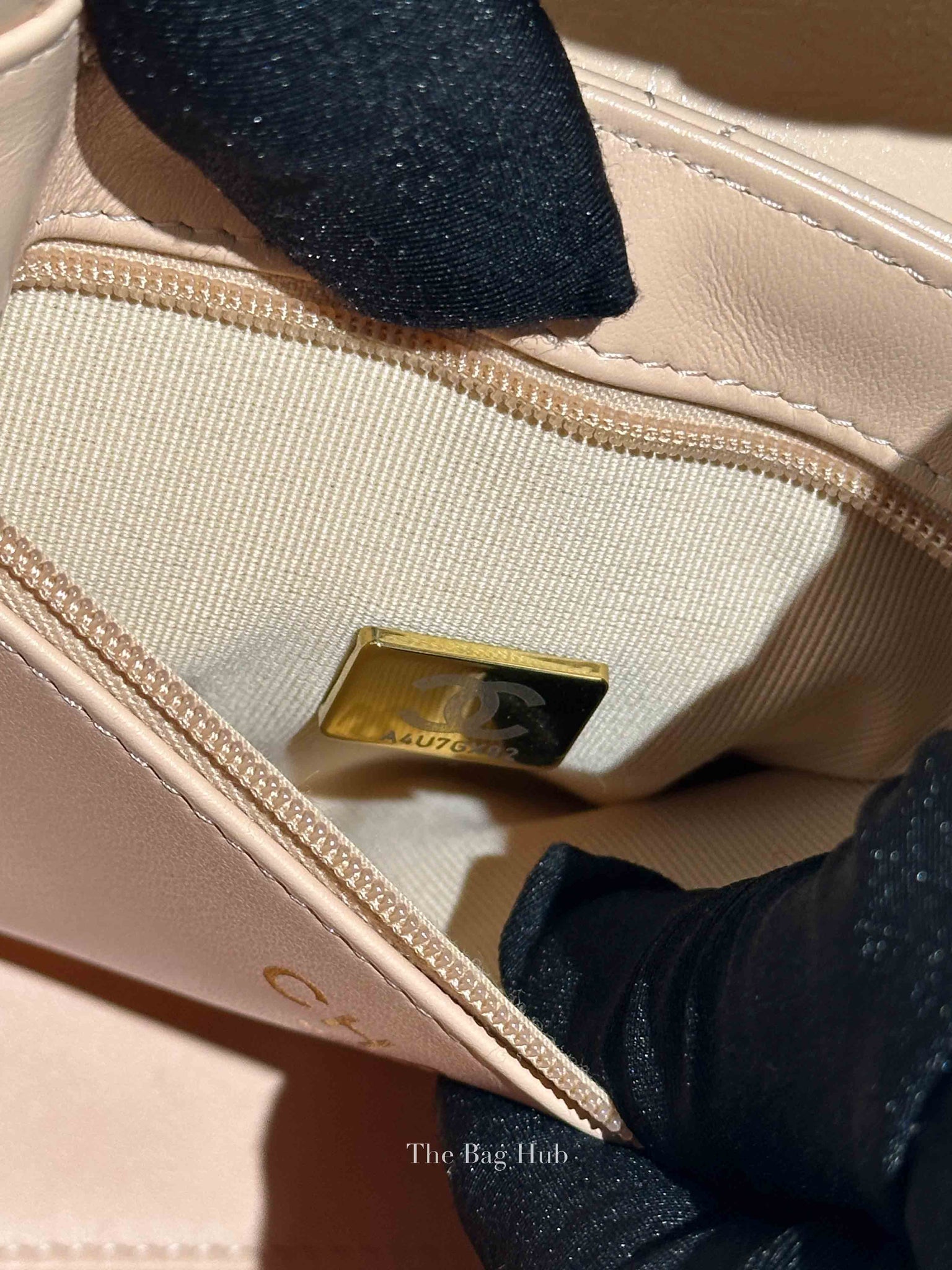 Chanel Beige Quilted Shiny Aged Calfskin Nano Kelly Shopper Bag