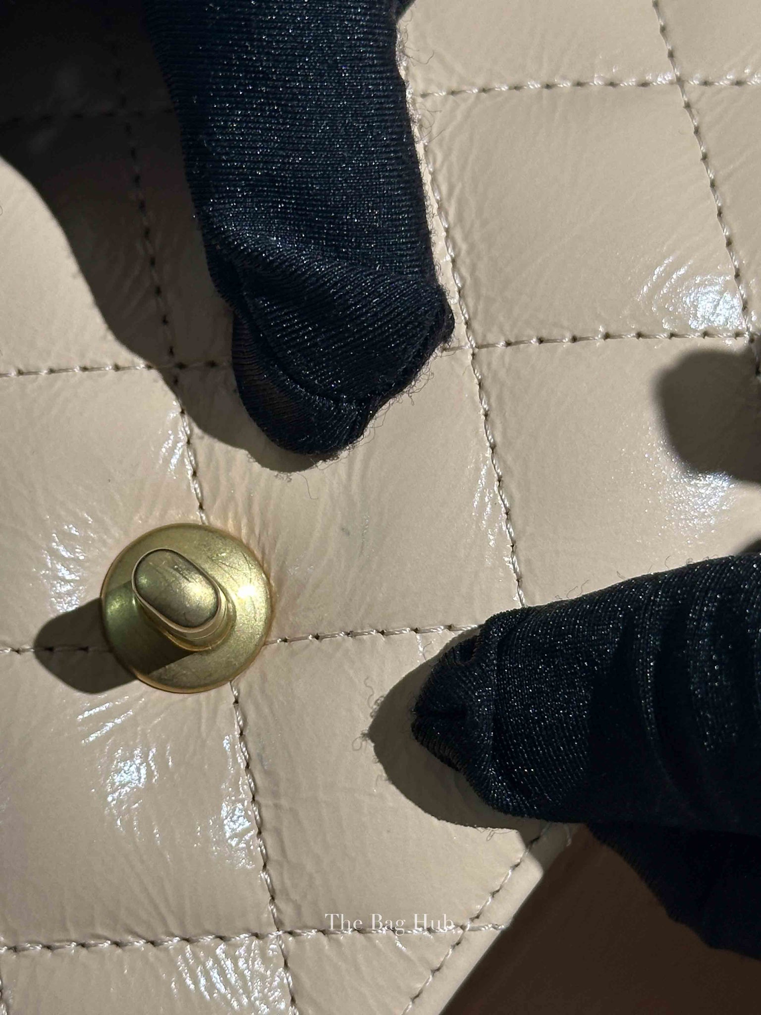 Chanel Beige Quilted Shiny Aged Calfskin Nano Kelly Shopper Bag