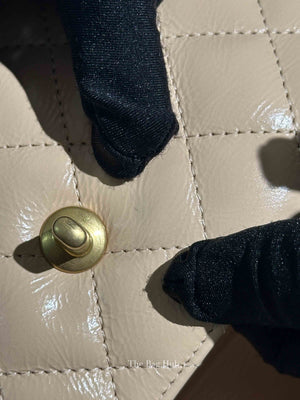 Chanel Beige Quilted Shiny Aged Calfskin Nano Kelly Shopper Bag