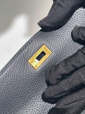 Hermes Black Togo Leather Kelly Retourne 25 GHW