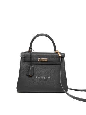 Hermes Black Togo Leather Kelly Retourne 25 GHW