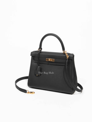 Hermes Black Togo Leather Kelly Retourne 25 GHW
