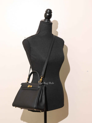 Hermes Black Togo Leather Kelly Retourne 25 GHW