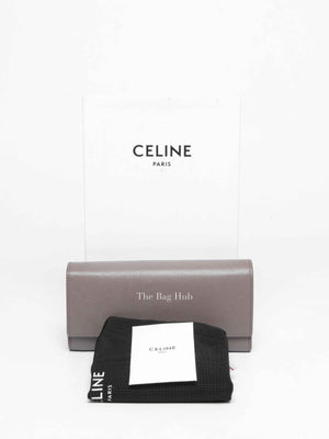 Celine Gray Leather Long Snap Wallet