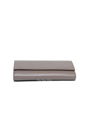 Celine Gray Leather Long Snap Wallet